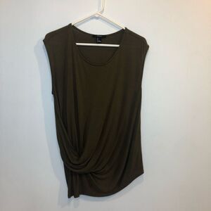 Forever 21 dark olive green knit sleeveless top Size Small ruched side